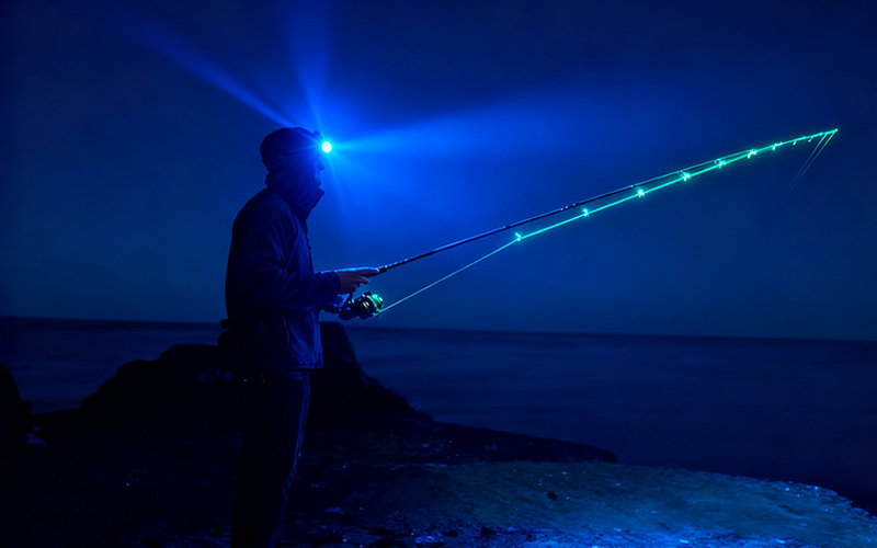 Blue light headtorch for  outdoor night carp angler fishing camping